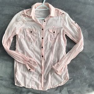 Pale pink linen blouse. Pretty button up.